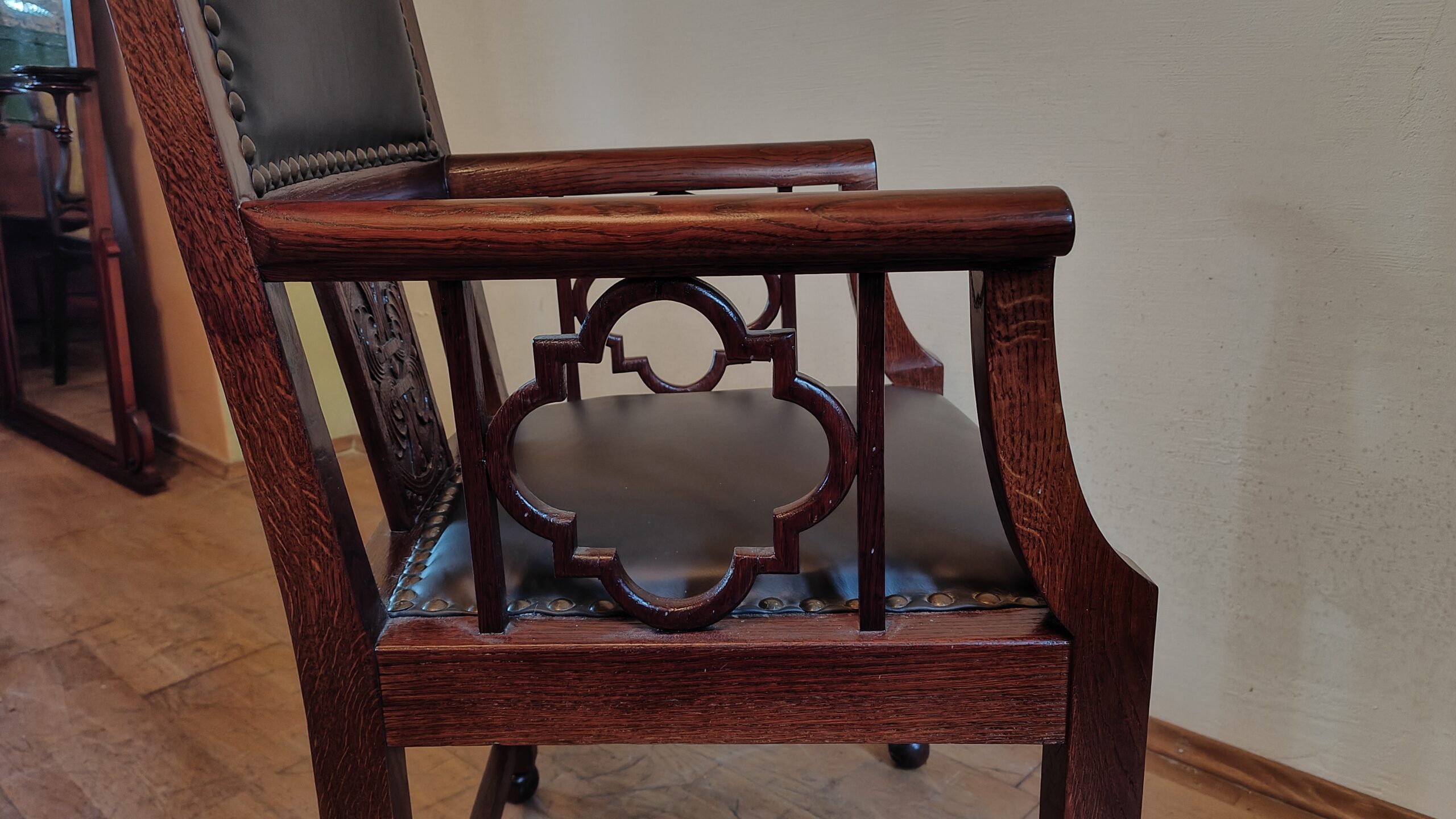 Armlehnsessel Eiche um 1900 – Chinoiserie - Nr.99 – Bild 4