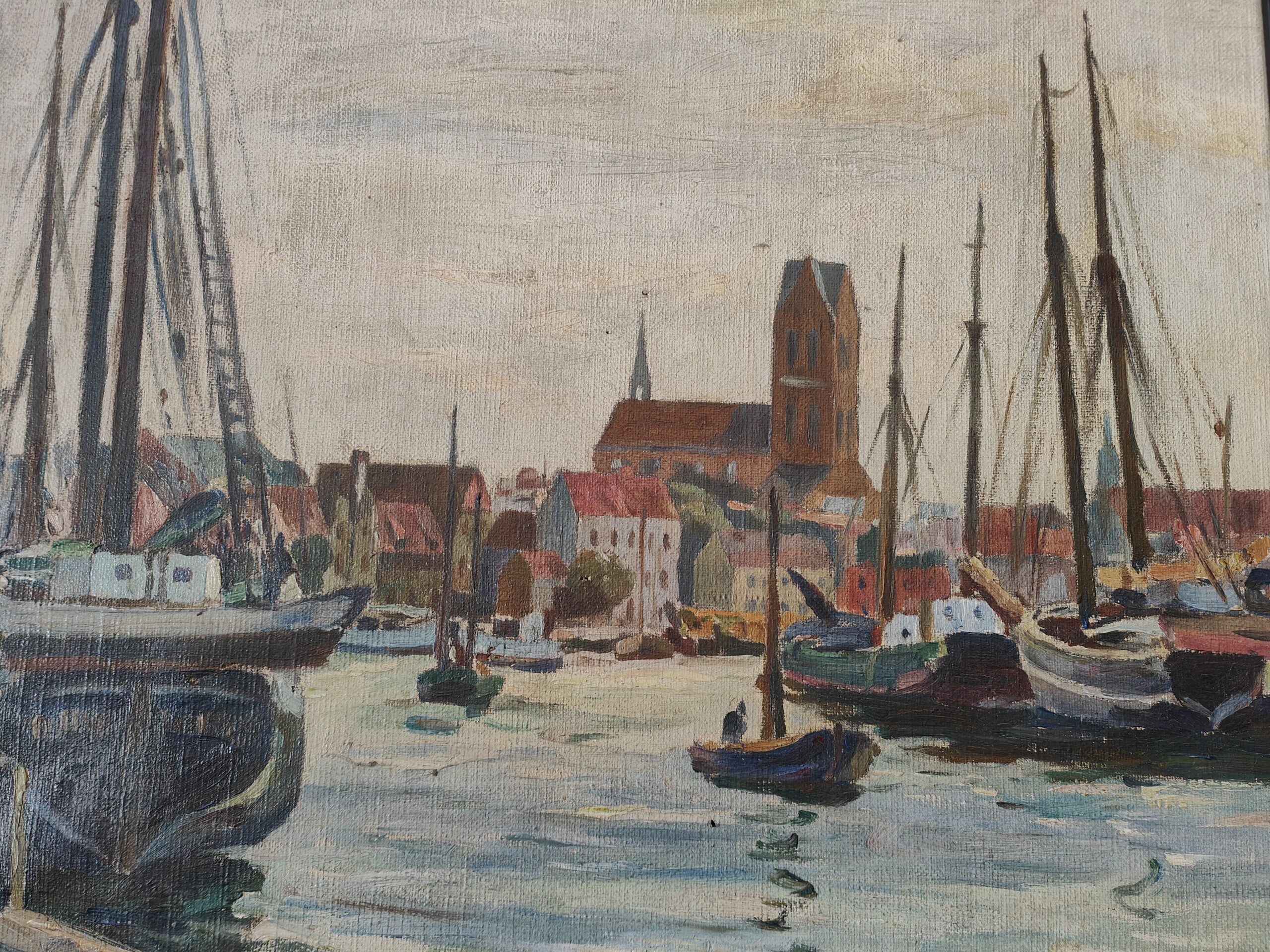 Hafen Wismar Ölgemälde von Waldemar Sewohl (1887-1967) Schiffe – Bild 4