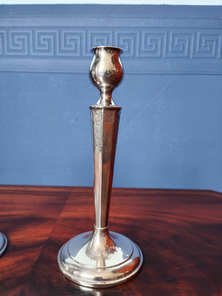 Paar Englische Silberleuchter 925er Sterling Silber Kerzenleuchter antik – Bild 4