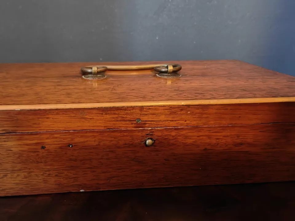Biedermeier Schatulle Mahagoni Box antik Schmuckkästchen Holz – Bild 5