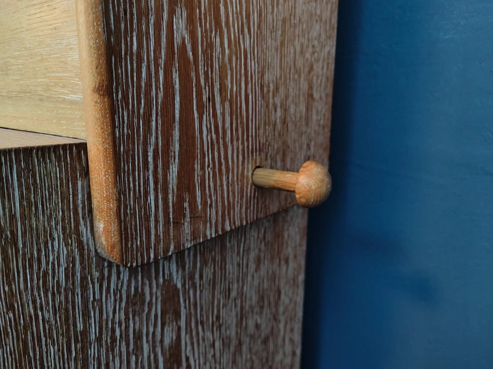 Jugendstil Bücherregal Bibliothek Sekretär Eiche geweißt in modernem Design – Bild 15