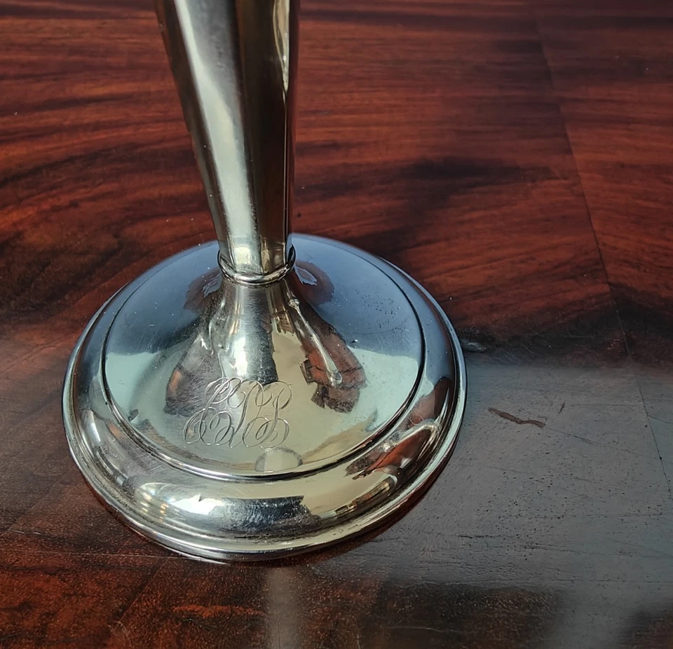 Paar Englische Silberleuchter 925er Sterling Silber Kerzenleuchter antik – Bild 9