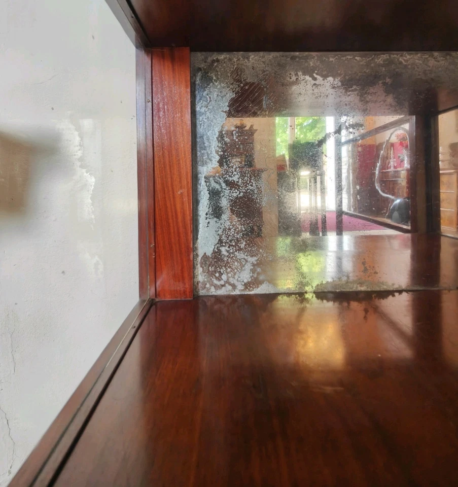 Biedermeier Vitrine Glasschrank Drei Seiten Glas mit Spiegel Mahagoni um 1839 – Bild 9