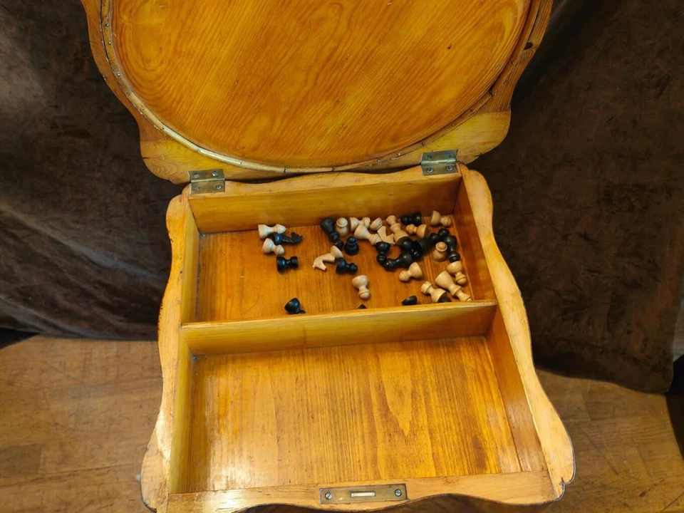 Spätbiedermeier Nähtisch Schachtisch mit Schachbrett Beistelltisch Nuss SELTEN! – Bild 13