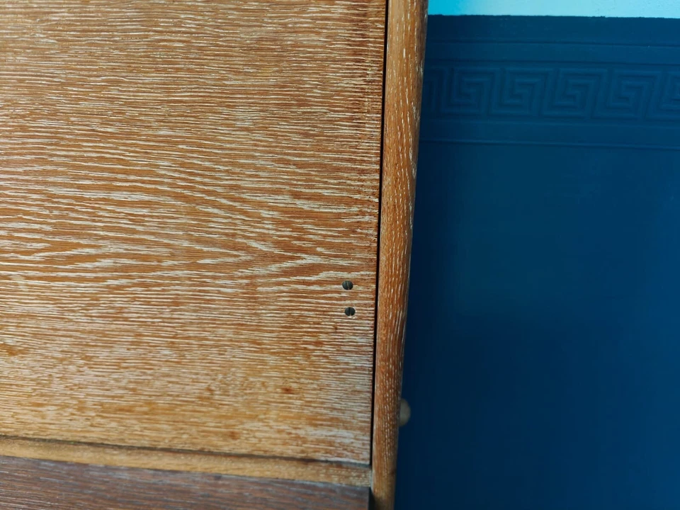 Jugendstil Bücherregal Bibliothek Sekretär Eiche geweißt in modernem Design – Bild 8