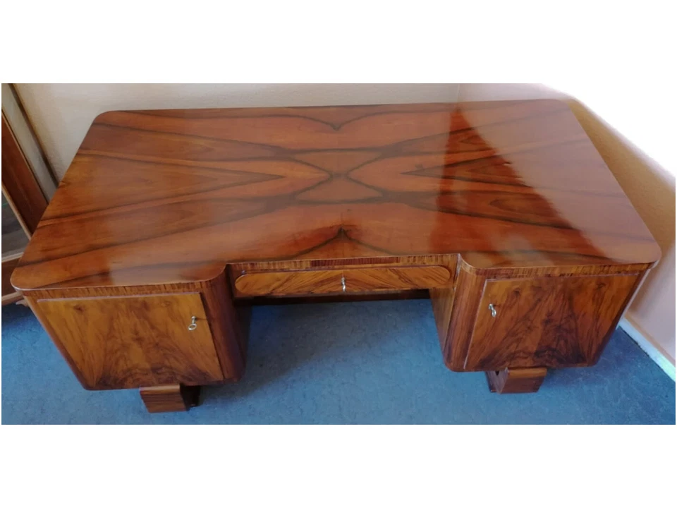 Art Déco Schreibtisch Nussbaum 20er Jahre – Bild 3