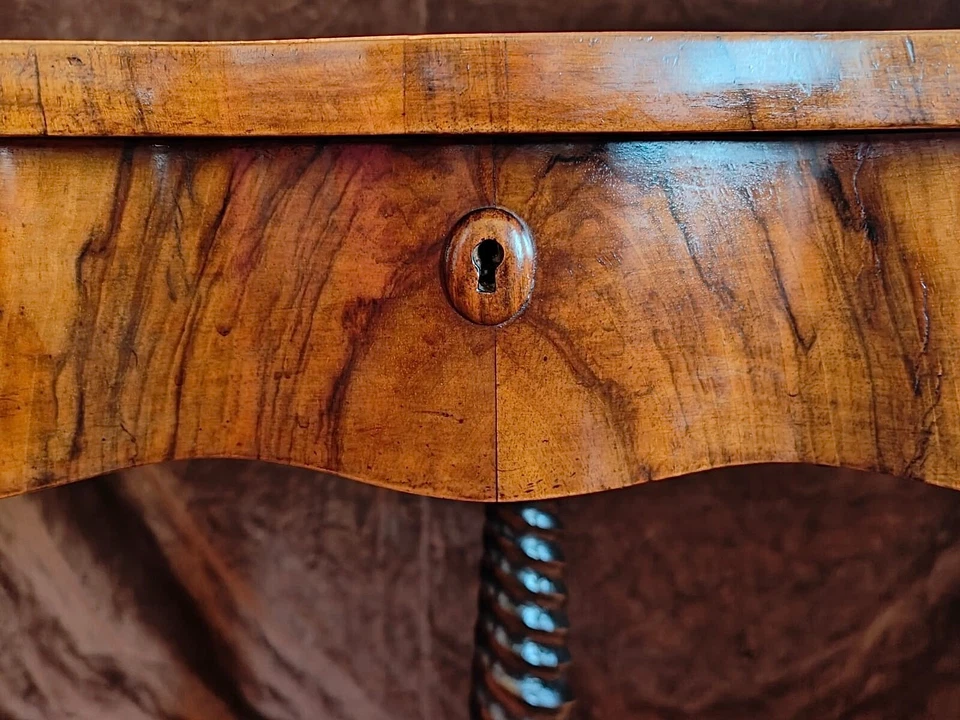 Spätbiedermeier Nähtisch Schachtisch mit Schachbrett Beistelltisch Nuss SELTEN! – Bild 15