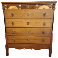 Kommode Hochkommode um 1800 Empire Biedermeier Korinthische Säulen Marketerie