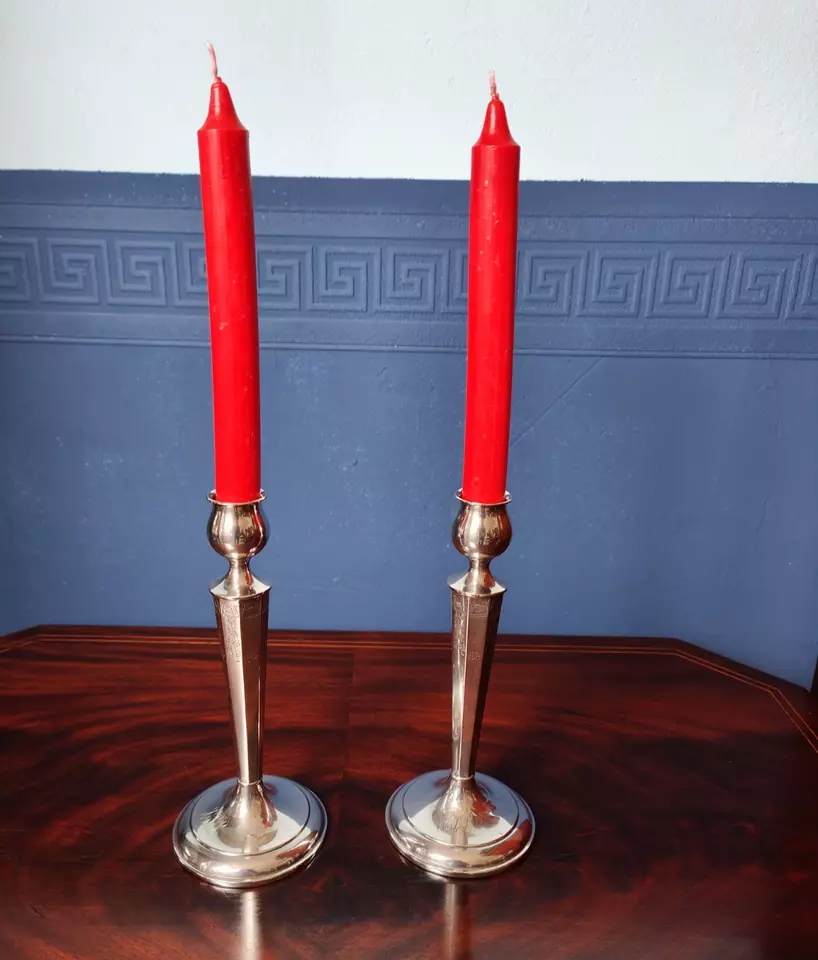 Paar Englische Silberleuchter 925er Sterling Silber Kerzenleuchter antik