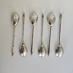 Sechs Russische Silber Tee Löffel 84 Zolotniki Moskau antik