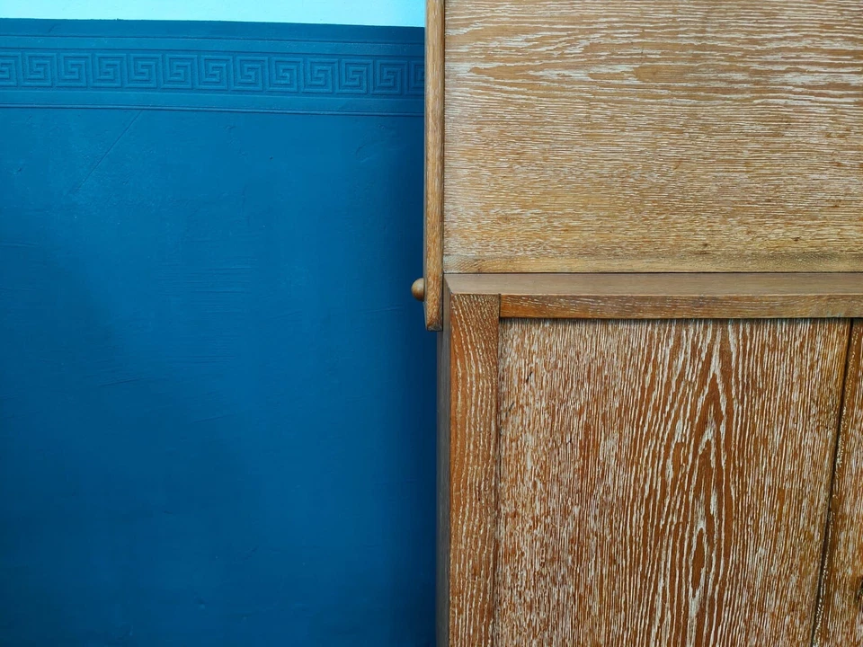 Jugendstil Bücherregal Bibliothek Sekretär Eiche geweißt in modernem Design – Bild 7