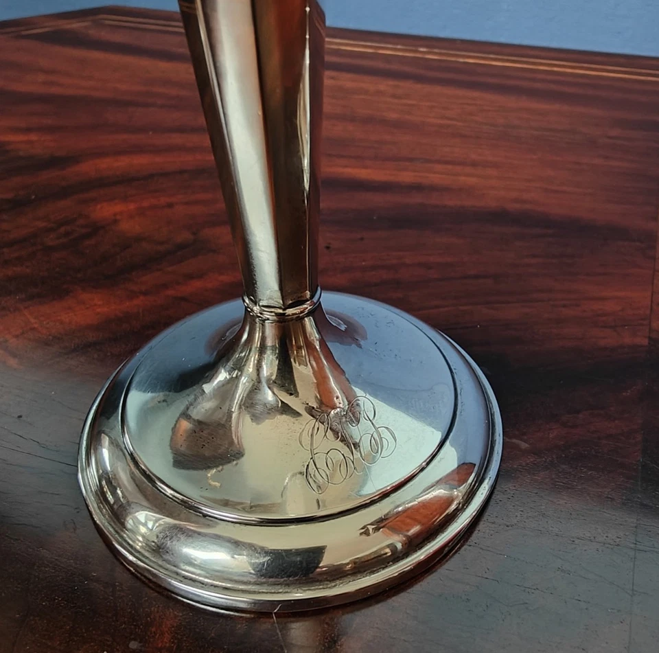 Paar Englische Silberleuchter 925er Sterling Silber Kerzenleuchter antik – Bild 7