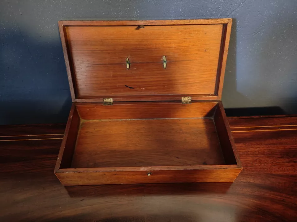 Biedermeier Schatulle Mahagoni Box antik Schmuckkästchen Holz – Bild 7