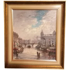 Alt Berlin Ölgemälde von Horst Miesler - Märkisches Ufer - Waisenbrücke - Schloß