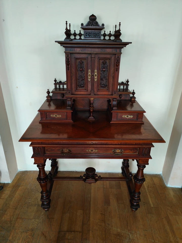 Gründerzeit Damensekretär Sekretär Schreibtisch in Nuss – Bild 17