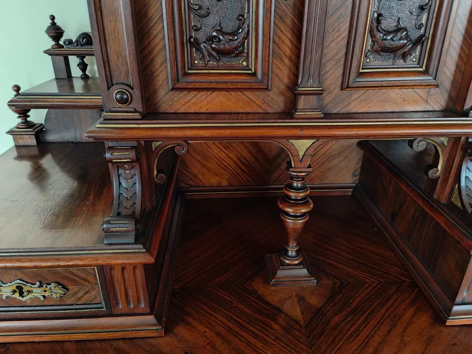 Gründerzeit Damensekretär Sekretär Schreibtisch in Nuss – Bild 7