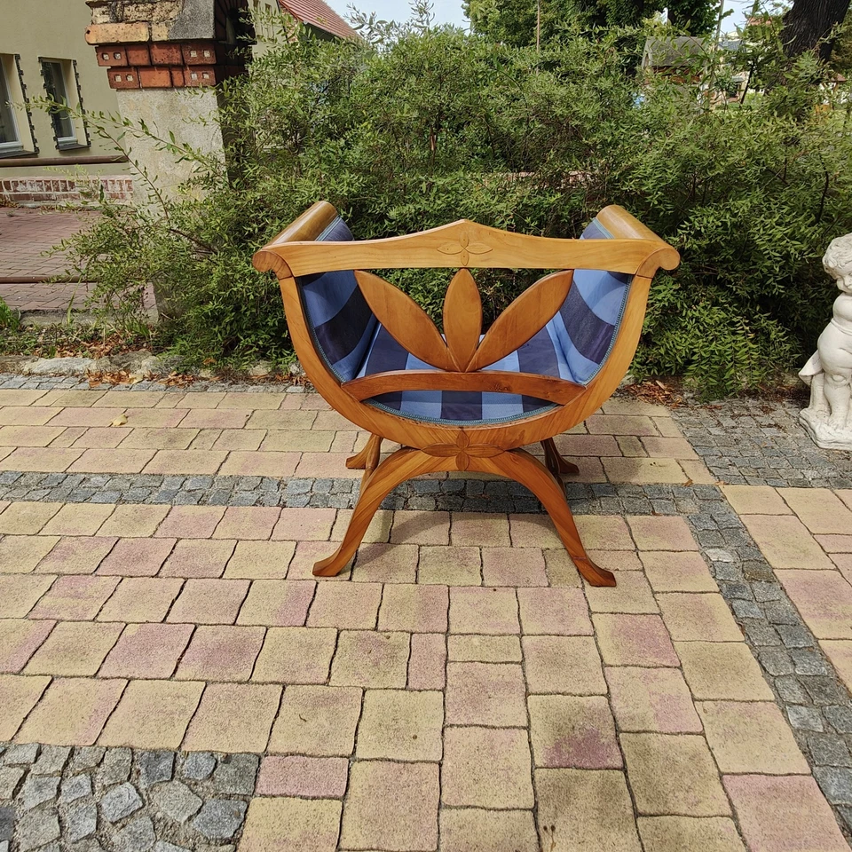 Biedermeier Gondel Stuhl Kirschbaum Scherenstuhl – Bild 7