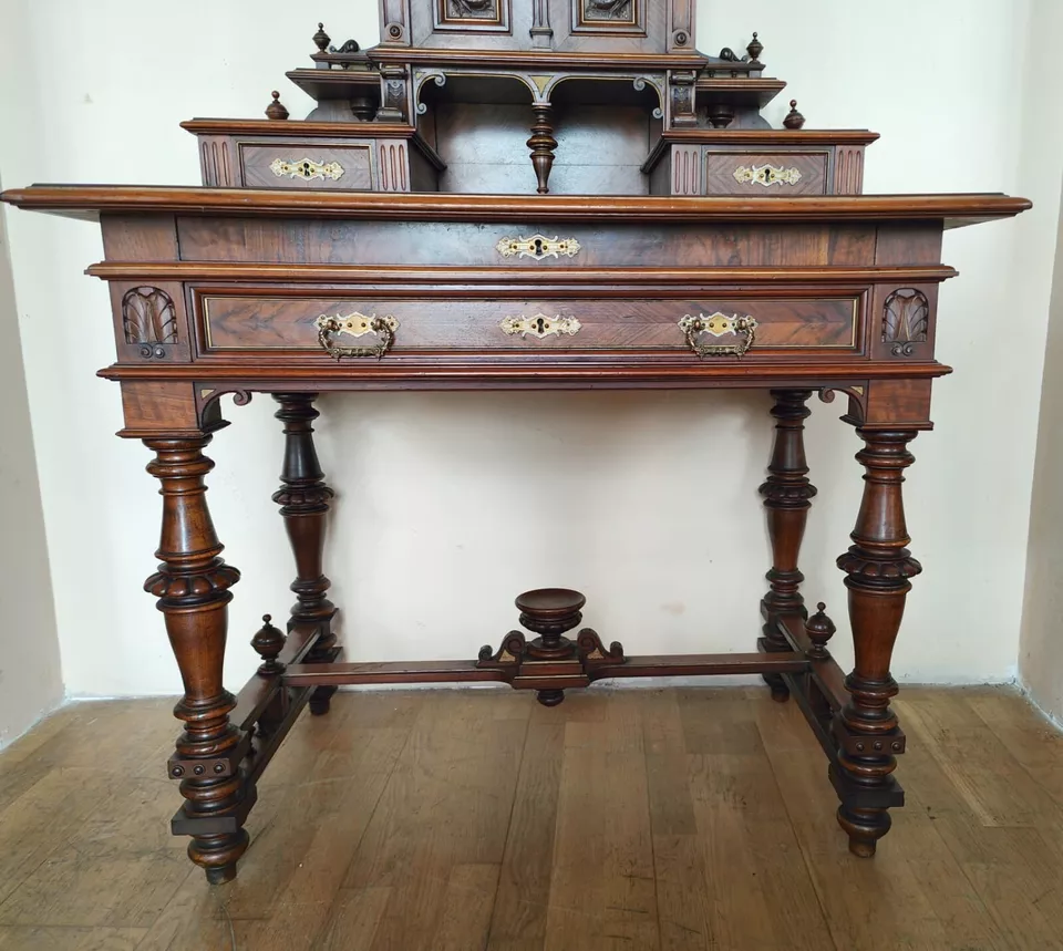 Gründerzeit Damensekretär Sekretär Schreibtisch in Nuss – Bild 16