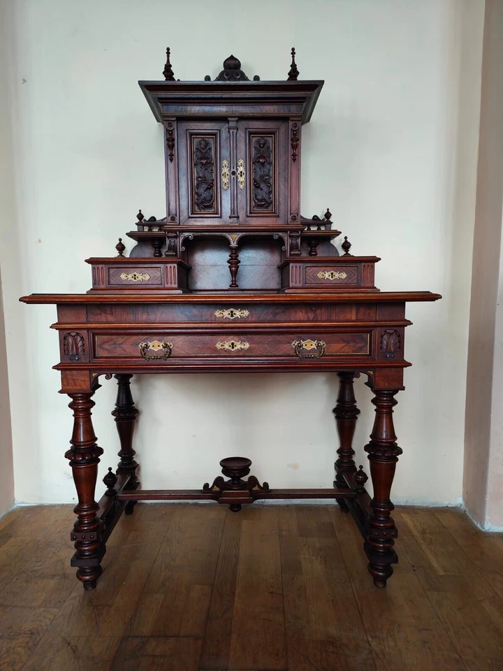 Gründerzeit Damensekretär Sekretär Schreibtisch in Nuss – Bild 2