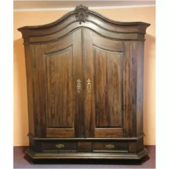 Mächtiger Barock Schrank Dielenschrank Dunkles Holz Rocaille Kastenschloß antik