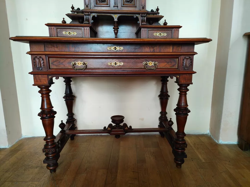 Gründerzeit Damensekretär Sekretär Schreibtisch in Nuss – Bild 3