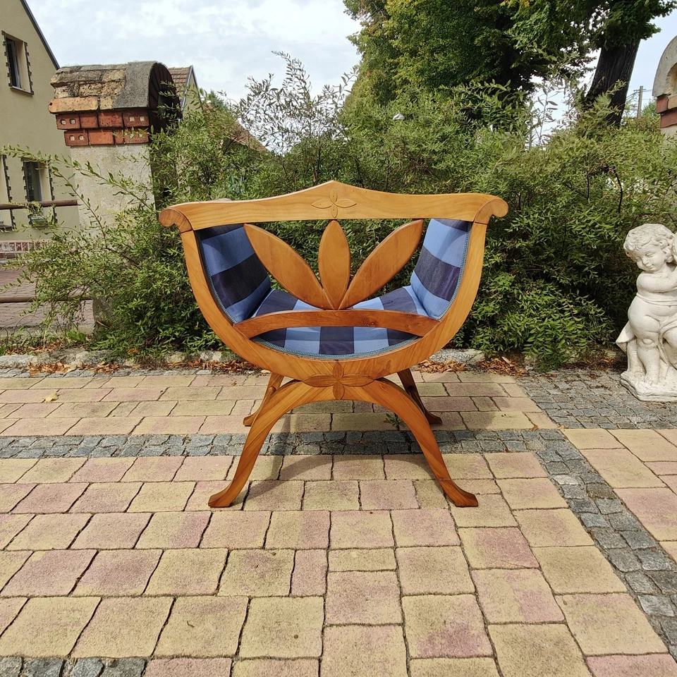 Biedermeier Gondel Stuhl Kirschbaum Scherenstuhl – Bild 14
