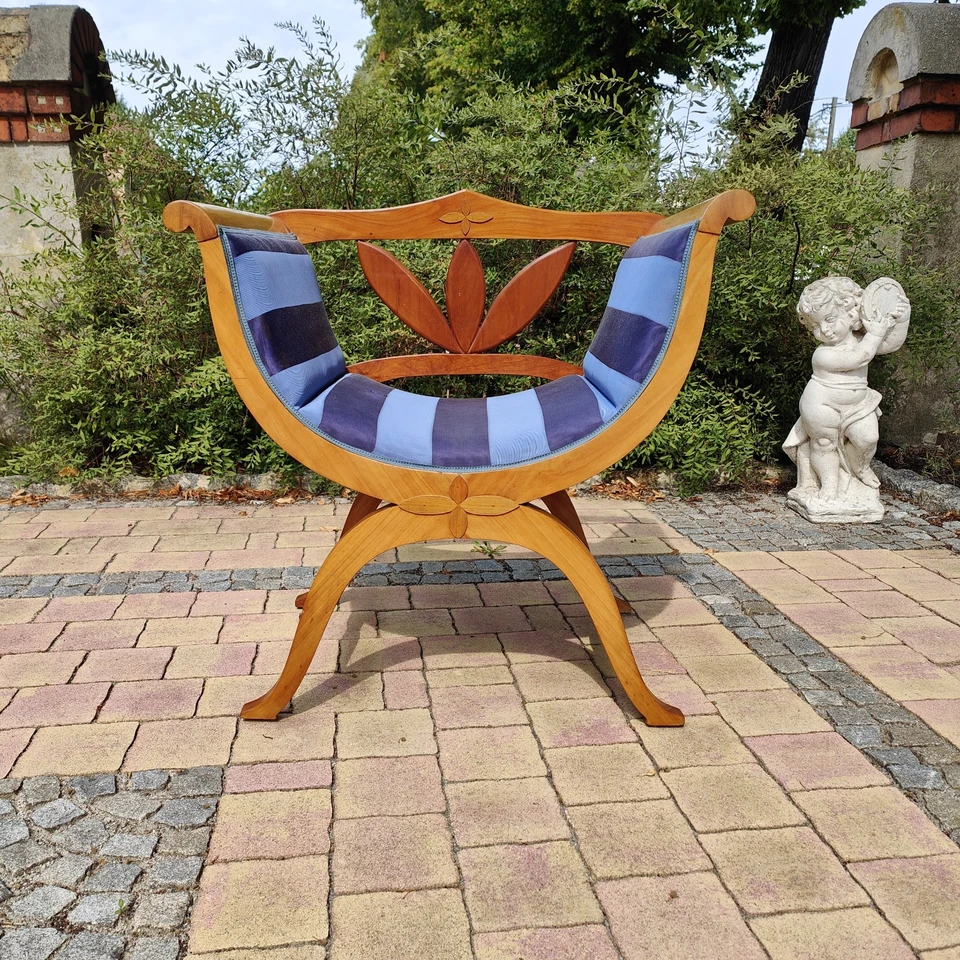 Biedermeier Gondel Stuhl Kirschbaum Scherenstuhl – Bild 5